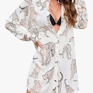 Leopard print buttondown tunic